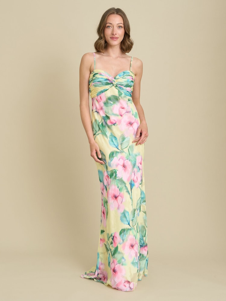 Gina Bacconi Yellow Marge Burnout Print Maxi Dress - Image 1 of 7
