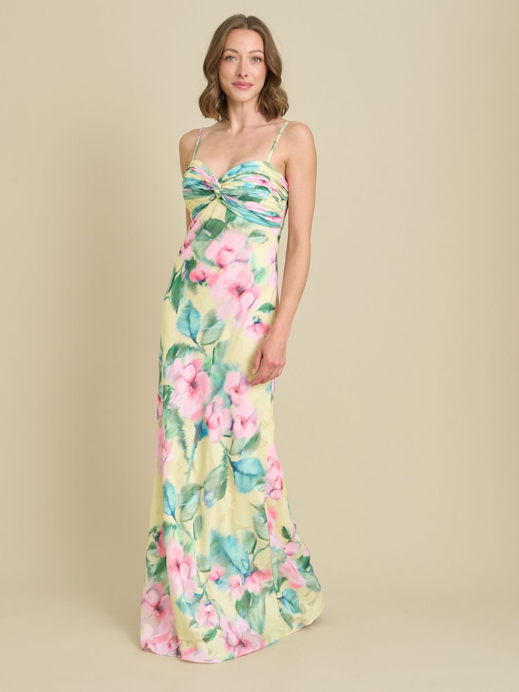 Gina Bacconi Yellow Marge Burnout Print Maxi Dress - Image 2 of 7