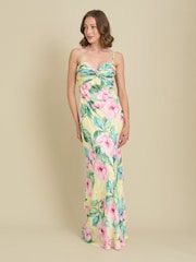 Gina Bacconi Yellow Marge Burnout Print Maxi Dress - Image 4 of 7