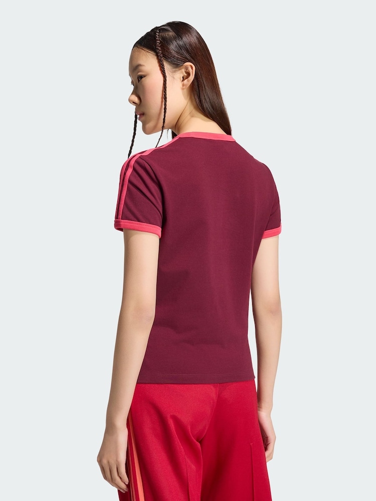 adidas Originals Red 3 Stripes Slim T-Shirt - Image 2 of 6 adidas Originals Red 3 Stripes Slim T-Shirt - Image 2 of 6