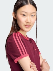 adidas Originals Red 3 Stripes Slim T-Shirt - Image 4 of 6