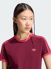 adidas Originals Red 3 Stripes Slim T-Shirt - Image 5 of 6