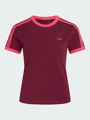 adidas Originals Red 3 Stripes Slim T-Shirt - Image 6 of 6