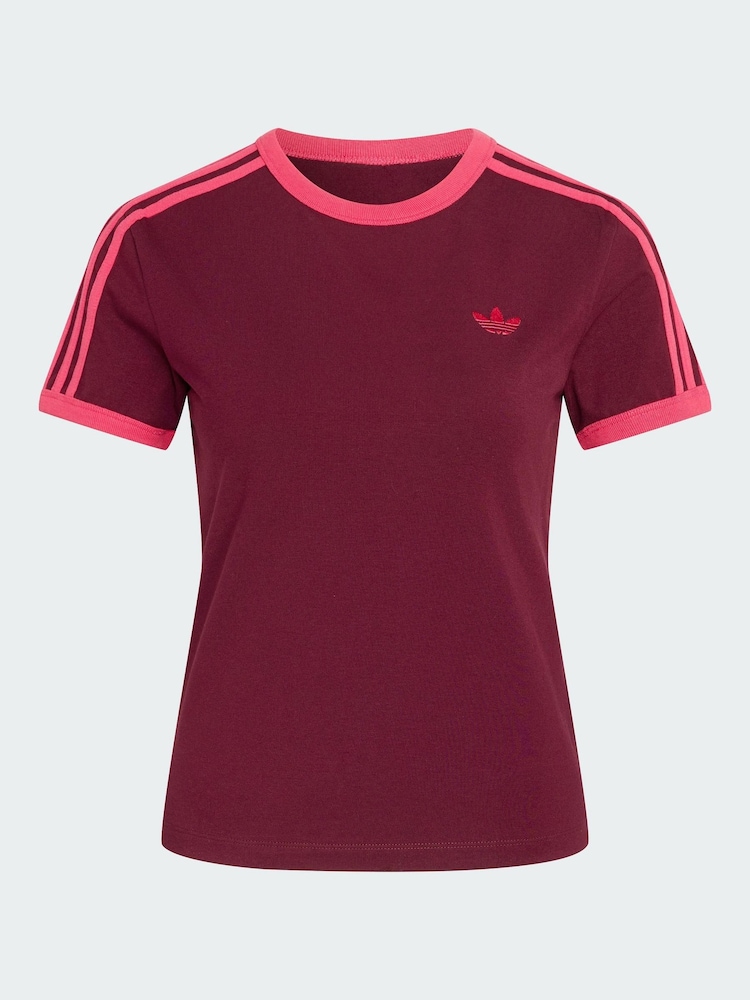 adidas Originals Red 3 Stripes Slim T-Shirt - Image 6 of 6 adidas Originals Red 3 Stripes Slim T-Shirt - Image 6 of 6