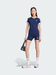 adidas Originals Blue 3 Stripes Slim T-Shirt - Image 2 of 6