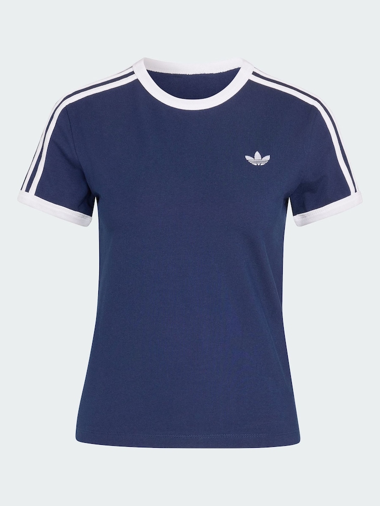 adidas Originals Blue 3 Stripes Slim T-Shirt - Image 6 of 6 adidas Originals Blue 3 Stripes Slim T-Shirt - Image 6 of 6