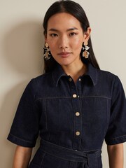 Phase Eight Blue Sonny 100% Cotton Denim Midi Dress - Image 5 of 6