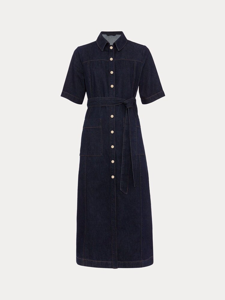 Phase Eight Blue Sonny 100% Cotton Denim Midi Dress - Image 6 of 6