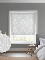Laura Ashley Grey Josette Sheer Made to Measure Roller Blind - Image 1 of 6
