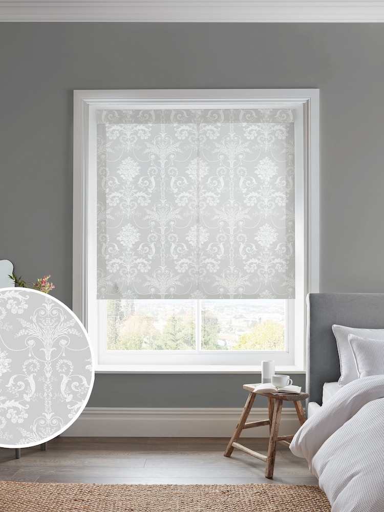 Laura Ashley Grey Josette Sheer Made to Measure Roller Blind - Image 1 of 6