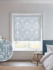 Laura Ashley Blue Josette Sheer Made to Measure Roller Blind - Image 1 of 6