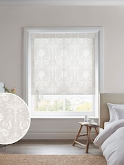 Laura Ashley Grey Josette Sheer Made to Measure Roller Blind - Image 1 of 6