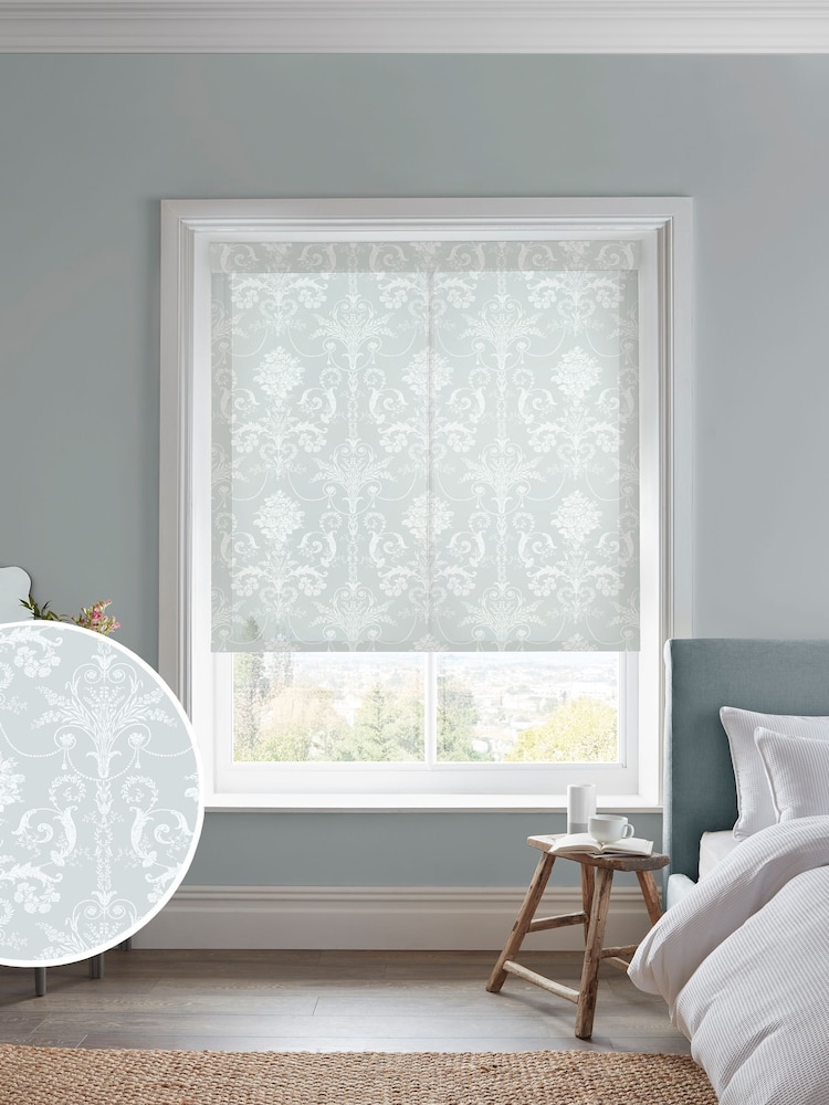 Laura Ashley Blue Josette Sheer Made to Measure Roller Blind - Image 1 of 6