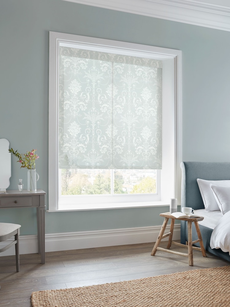 Laura Ashley Blue Josette Sheer Made to Measure Roller Blind - Image 2 of 6