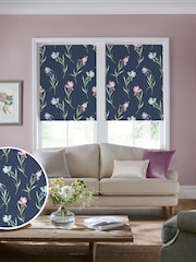 Laura Ashley Midnight Navy Blue Hawling Irises Made to Measure Roller Blind - Image 1 of 6