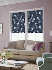 Laura Ashley Midnight Navy Blue Hawling Irises Made to Measure Roller Blind - Image 2 of 6