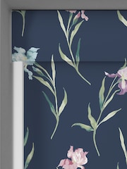 Laura Ashley Midnight Navy Blue Hawling Irises Made to Measure Roller Blind - Image 3 of 6