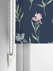 Laura Ashley Midnight Navy Blue Hawling Irises Made to Measure Roller Blind - Image 4 of 6