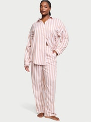 Victoria's Secret Toasted Sugar Stripe Brown Modal Long Pyjama Set - Image 1 of 3
