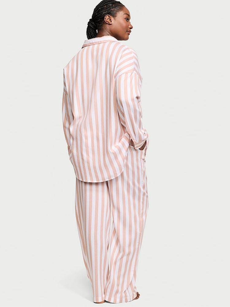 Victoria's Secret Toasted Sugar Stripe Brown Modal Long Pyjama Set - Image 2 of 3
