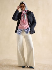 أزرق داكن أزرق - معطف مبطن شكل معين هندسي مضاد للماء Quinn من Joules - Image 3 of 9