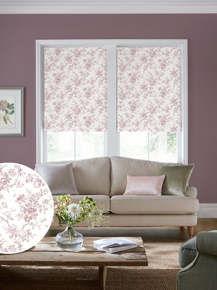 Laura Ashley Dark Blush Pink Walled Garden Made to Measure Roller Blind - Image 1 of 6