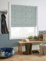 Laura Ashley Dark Duck Egg Blue Coulderton Leaves Made to Measure Roller Blind - Image 2 of 6