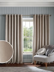 Laura Ashley Truffle Natural Middleton Velvet Made to Measure Curtains - Image 2 of 9