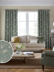 Laura Ashley Fern Green Pussy Willow Made to Measure 100% Cotton Curtains - Image 2 of 9