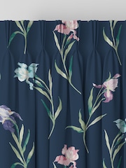 Laura Ashley Midnight Navy Blue Hawling Irises Made to Measure 100% Cotton Curtains - Image 5 of 9
