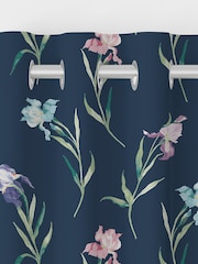 Laura Ashley Midnight Navy Blue Hawling Irises Made to Measure 100% Cotton Curtains - Image 7 of 9