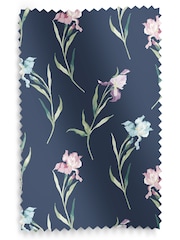 Laura Ashley Midnight Navy Blue Hawling Irises Made to Measure 100% Cotton Curtains - Image 9 of 9
