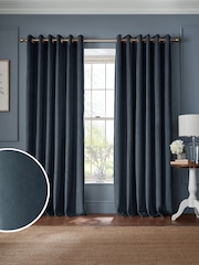 Laura Ashley Midnight Seaspray Blue Middleton Velvet Made to Measure Curtains - Image 2 of 9