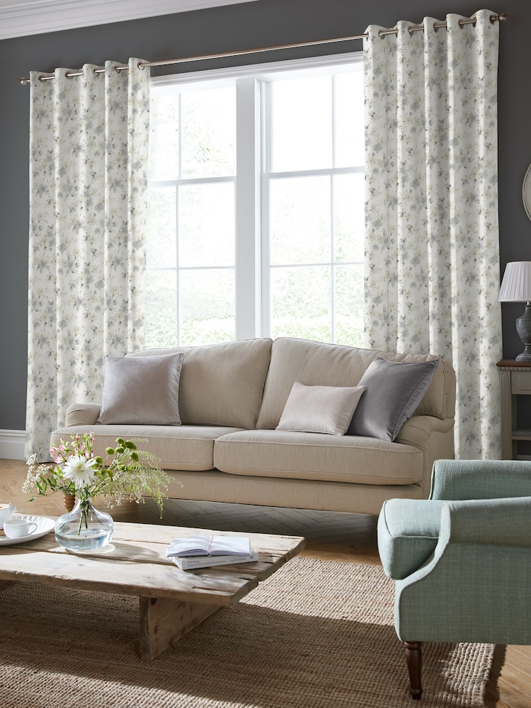 Laura Ashley Natural Fleetham Haze Made to Measure 100% Cotton Curtains - Image 2 of 9