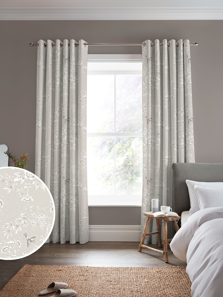 Laura Ashley Natural Rowshaw Garden Made to Measure 100% Cotton Curtains - Image 1 of 9