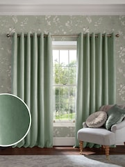 Laura Ashley Dark Sage Green Middleton Velvet Made to Measure Curtains - Image 2 of 9