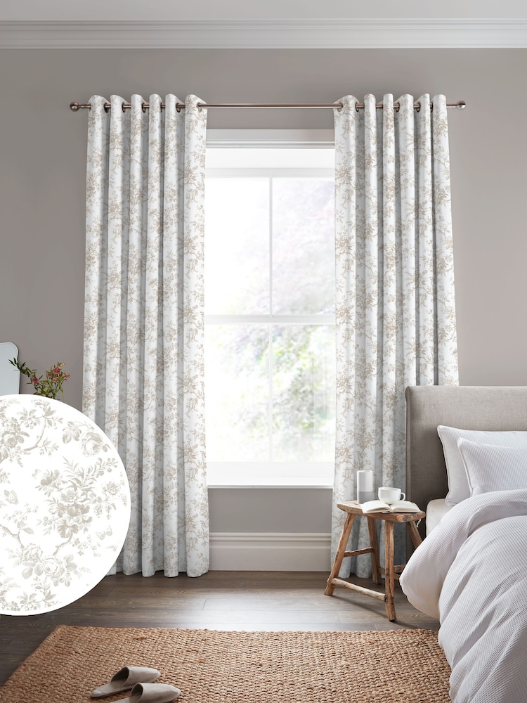 Laura Ashley Dover Grey Walled Garden Made to Measure 100% Cotton Curtains - Image 1 of 9