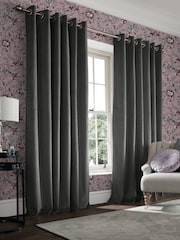 Laura Ashley Pale Charcoal Grey Middleton Velvet Made to Measure Curtains - Image 1 of 9