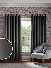 Laura Ashley Pale Charcoal Grey Middleton Velvet Made to Measure Curtains - Image 2 of 9