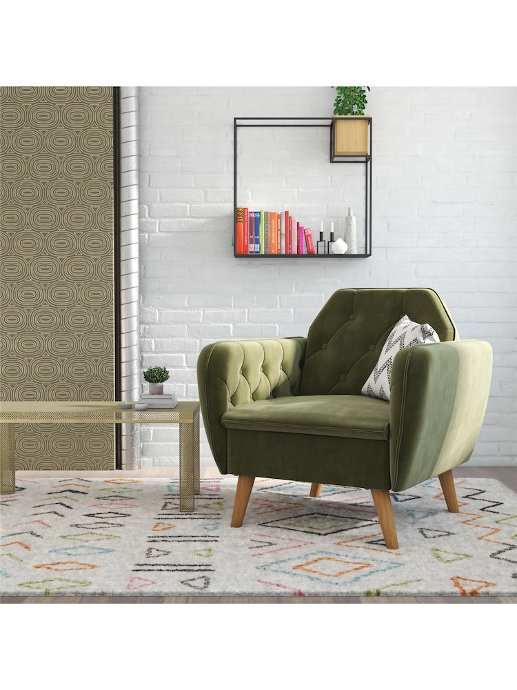 Novogratz Green Teresa Velvet Memory Foam Accent Chair - Image 1 of 6