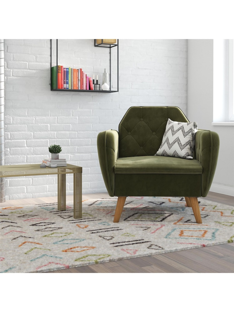 Novogratz Green Teresa Velvet Memory Foam Accent Chair - Image 2 of 6