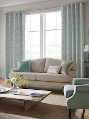 Laura Ashley Dark Duck Egg Blue Coulderton Leaves Made to Measure 100% Cotton Curtains - Image 1 of 9