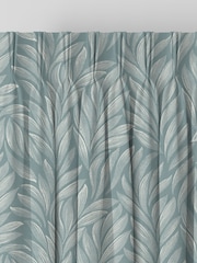 Laura Ashley Dark Duck Egg Blue Coulderton Leaves Made to Measure 100% Cotton Curtains - Image 5 of 9
