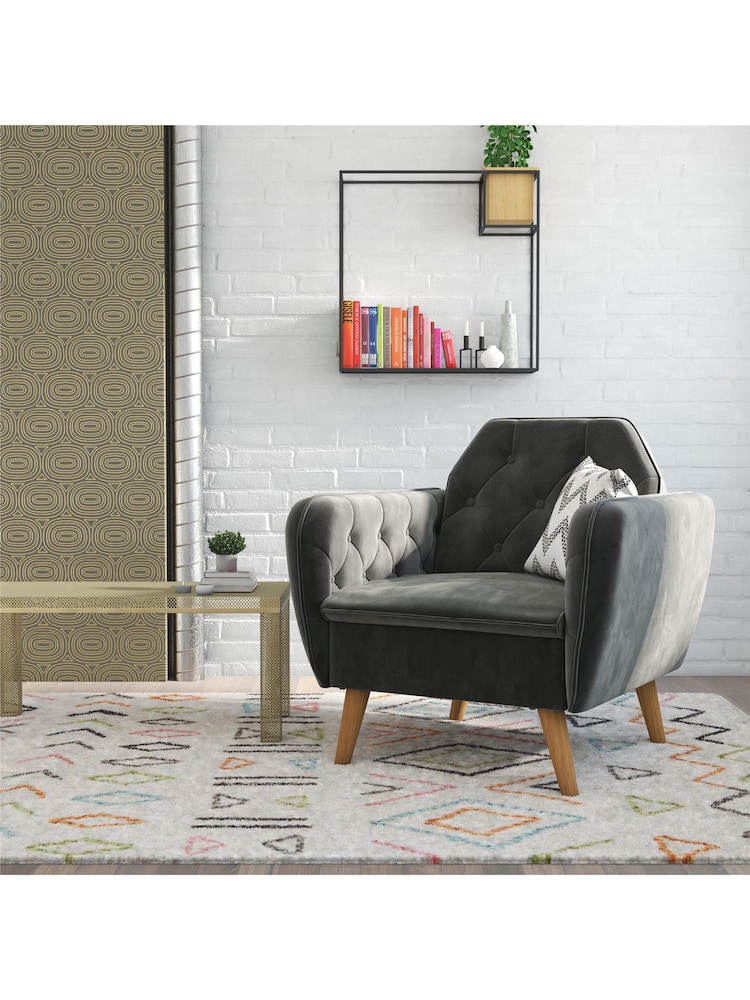 Novogratz Grey Teresa Velvet Memory Foam Accent Chair - Image 1 of 5