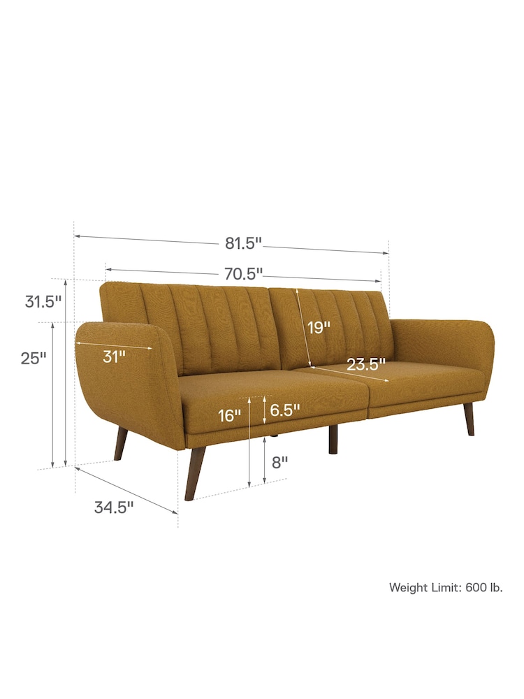 Novogratz Yellow Brittany Linen Sofa Bed - Image 6 of 6 Novogratz Yellow Brittany Linen Sofa Bed - Image 6 of 6