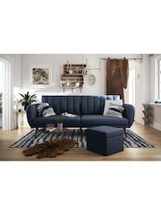 Novogratz Blue Brittany Linen Sofa Bed - Image 1 of 5