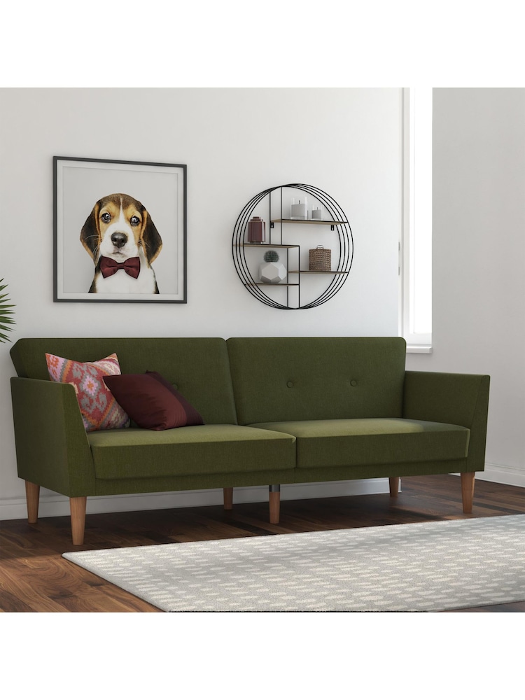 Novogratz Green Regal Linen Sofa Bed - Image 1 of 6
