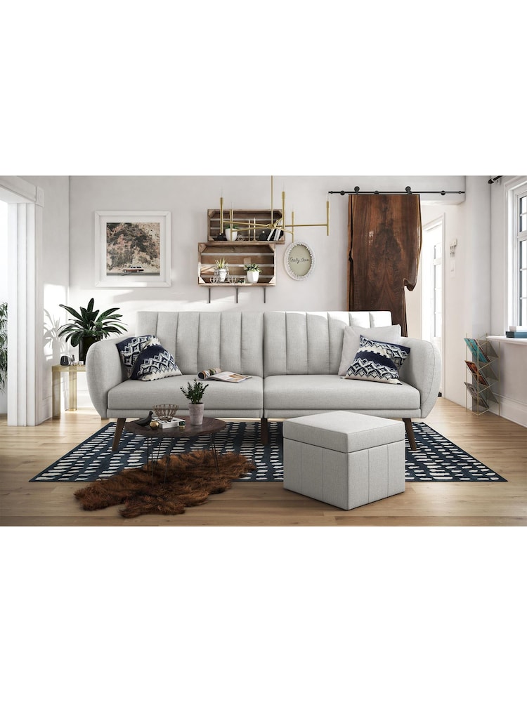 Novogratz Grey Brittany Linen Sofa Bed - Image 2 of 6