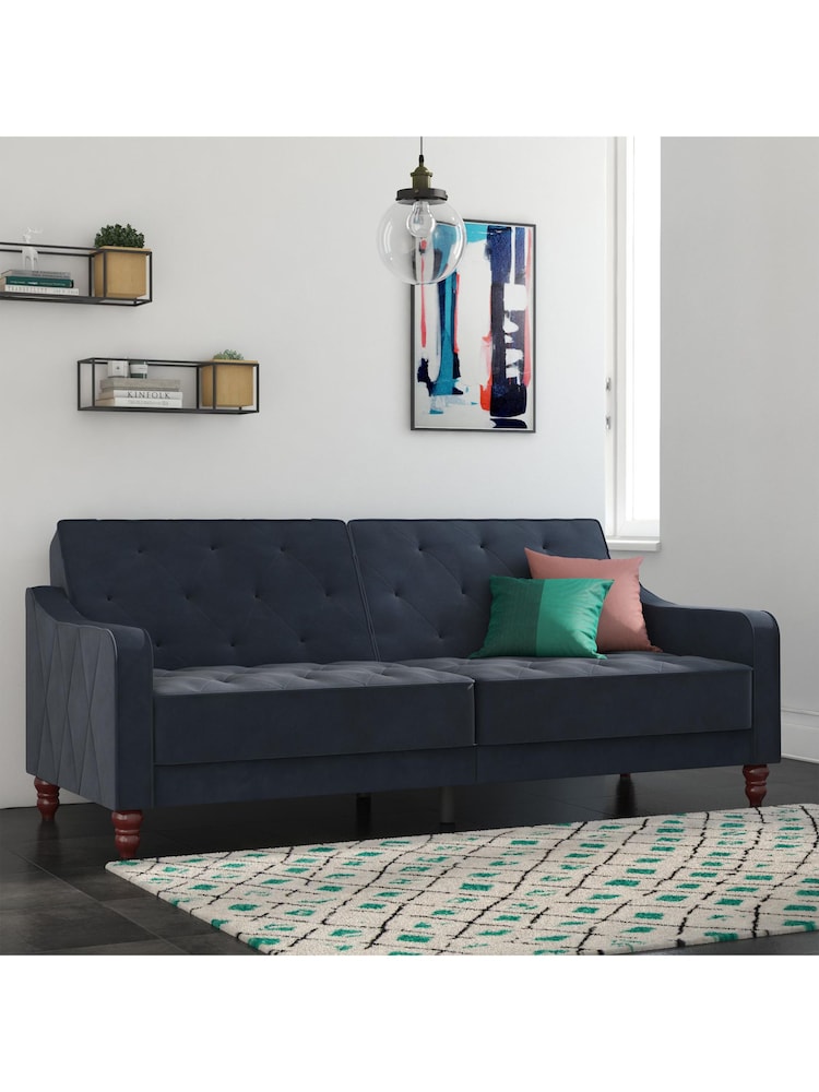 Novogratz Blue Vintage Tufted Futon - Image 1 of 6
