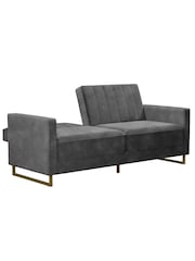 Novogratz Grey Skylar Velvet Sofa Bed - Image 4 of 6